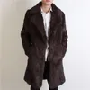 Giacche in vera pelliccia di lusso da uomo in pelle sintetica da uomo 2023 Inverno caldo Slim Fit lungo trench naturale genuino Giacca a vento di alta qualità