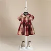 Robes de fille robe à plaid en coton pour bébés filles manches