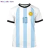 wangcai01 Camiseta DIY Argentina Camiseta de fútbol para Hombre Uniforme Harajuku Camiseta de Verano Camiseta de fútbol Seve Corta Impresa en 3D 2022 0320H23