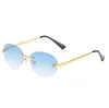 High quality men's semi rimless design sunglasses Frameless metal UV400 rectangular frame Outdoor sunglasses Women's gradient sunglasses