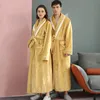 Men's Sleepwear Unisex Winter Long Cozy Flannel Bathrobe Kimono Thick Warm Coral Fleece Bath Robe Spa Soft Fur Robes Dressing GownsMen's