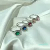 Hochwertige Designer-Ringe aus 925er-Sterlingsilber, Luxus-Eheringe-Schmuck für Frauen, 5A-Zirkonia, blau, grün, rosafarbener Diamant, verblasst nicht, nicht allergisch, mit Box
