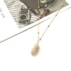 Kains Boheemse stijl Natural Shell Pendant Gold Geplaatste persoonlijkheidsconch ketting voor vrouwen Europeaan en Amerikaan