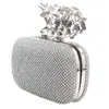 Evening Bags Unique Clasp Silver Diamante Crystal Diamond bag Clutch Purse Party Bridal Prom 230317