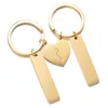 Key Rings Stainless Steel Puzzle chain Blank For Engrave Metal Broken Keart Chain Couple chains Wholesale 5pair 230320