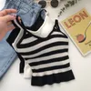 여성용 탱크 Camis knitted camis for Women Stripes 크롭 탑 브라 스파게티 스트랩 카미솔 여성 탱크 드롭프 230320