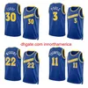 Camisas de basquete costuradas Stephen Curry 3 Poole Klay Thompson Andrew Wiggins Draymond Green 2022-23 Temporada Retro Blue City Versões Homens Mulheres Juventude Jersey