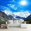 Wallpapers Custom Mural Waterproof Self-adhesive Wallpaper Blue Sky Snow Mountain Scenery 3D Po Wall Paper For Living Room Bedroom Decor