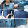 Blouses pour femmes Chemises Jeans chemise femmes à manches longues mince décontracté Vintage élastique dames Denim dessus de chemise Blusas Feminina Woman Blouses and Tops 230317