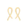 여성용 남성 남성을위한 금색 리본 귀걸이 도매 스테인레스 스틸 스터드 귀걸이 선물 인식 암 보석