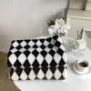 Blankets Ins Wind Black and White Diamond Grid Contrast Small Blanket Soft Breathable Office Nap Blanket To Keep Warm In Autumn Winter 230320