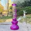 Glass Bong Smoking Water Pipe 10'' Glow In The Dark Percolator Hookah with 14mm 45 Degree Ash Catcher Tobacco Filter Pipes Bubbler