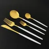 Set di stoviglie 6/30 pezzi oro bianco opaco coltello forchetta cucchiaio stoviglie posate da cucina servizio per 6 230320