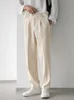 Men's Pants Gmiixder Men's Casual Pants Spring Autumn Oversize Elegant Wide Leg Trousers Japanese Simple Solid Beige Straight Corduroy Pants 230320