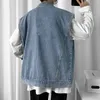 Gilets pour hommes Hommes Denim Gilet Veste sans manches Casual Mode surdimensionné classique bleu gris gilet jean vêtements d'extérieur vintage manteaux coréens hauts 230320