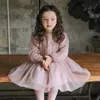 Vestidos de niña Ropa para niños Primavera otoño Vestido de niñas coreanas Vestido de manga de linterna francesa para niños Princesa Encaje Vestido de niñas dulces 230320