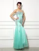 Vestidos de festa 2023 Longo Prom Bling Beads Vestido de noiva Mint Maid Honor