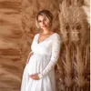 Sukienki macierzyńskie koronkowe białe na baby shower seksowne ciąża po sesja maxi suknia w ciąży impreza ślubna Props 230320