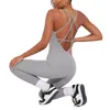 Pantaloni attivi Yoga Fitness Donna Set Allenamento Tuta sportiva Tuta senza schienale Tuta senza maniche sexy Palestra Corsa Abbigliamento sportivo Vita alta