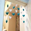 Cortina hilo en forma de corazón divisor de sala de estar cadena borla niñas partición dulce con cuentas cenefa de ventana