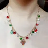 Pendant Necklaces Delicate Colorful Bells Crystal Christmas Tree Necklace For Women Men Fashion Xmas Clavicle Party Gift Jewelry