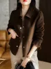 Женские куртки Модное элегантное женское пальто Корейская версия Простое однотонное шерстяное пальто Темперамент Свободная осенняя короткая куртка Женская 230317