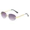 High quality men's semi rimless design sunglasses Frameless metal UV400 rectangular frame Outdoor sunglasses Women's gradient sunglasses