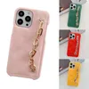 Designer Phone Cases for iPhone 14 14pro 14plus 13 13pro 12 12pro 11 pro max Embossed Leather Metal Bracelet Luxury Cellphone Cover Case