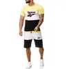 Herrspårar Herrmode Bodybuilding Randiga spårsättningar Summer Casual Cool Short Sleeve Print Sports Streetwear Graphic T-Shirt Shorts Set 230320