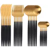 Servis uppsättningar Spklifey Gold Cutery 24 PCS Golden Stainless Steel Spoon Table forks Knives Spoons 230320