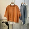 女性用TシャツTシャツ女性非対称のゆるいセクシーな女性トップハラジュク居心地の良いファッションオールマッチシンプルな韓国スタイルの学生ウルツァンシックイン230320