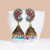 Dangle Earrings & Chandelier 2023 Vintage Pink Rhinestone Leaf For Women Kolczyki Retro Gold Alloy Tassel Bells Bijoux