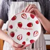 Ensembles de vaisselle dessin animé créatif assiette en céramique baguettes de ménage bol vaisselle ensemble Dessert aux fruits occidentaux