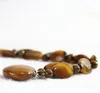 Chains Jewelry Natural 13x18mm Oval Tiger Eye Gems Stone 25mm Heart Pendant Necklace 18''