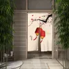 Sheer Curtain Japanese Split Door Curtain Chinese Koi Lanturn Plant Linen Cotton Way for Kitchen Badrum Privitet Partition 230320