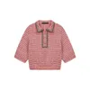 Polos pour femmes IOO printemps Design rose col à revers taille élastique Tweed haut court marque Polo dames hauts 230317