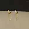 Hoop Earrings CMajor 9K Solid Gold Earring Retro Fashion Temperament Double Chain Tassel Elegant Minimal Simple Gift For Women