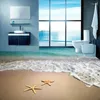 Bakgrundsbilder moderna enkla golvväggmålningar Bakgrund 3D Sea Spray Beach Starfish Badrum Vattentät fuktsäker PVC Självhäftande väggpapper
