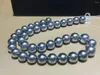 Chains Huge Charming 18"11-12mm Natural Sea Genuine Gray Round Pearl Necklace For Women Jewelry