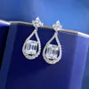 Fiore 100% vero argento sterling 925 ciondola l'orecchino gioielli con diamanti fidanzamento matrimonio orecchini pendenti per le donne regalo Birthady