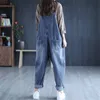 Kobiety Jumpsuits Rompers kombinezon damskie dżinsy Rompers Retro Big Pocket Loose Denim kombinezon swobodny moda dużych rozmiarów szerokopasmowych kombinezon 230317