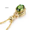 Collares pendientes Color oro CZ collar de cristal verde gargantillas para mujer gota joyería para mujer regalo de corazón de gota de agua