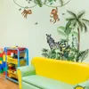 Fonds d'écran Jungle Animal Plam Grande Taille Décoration Murale Autocollant Pour Enfants Chambre Chambre Papier Peint Auto-adhésif Mural Giraff Zebra Monkey Decal