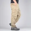 Herrbyxor herrar av bomullslastbyxor militär strids overaller raka multi-pocket baggy långa byxor streetwear casual slacks byxor m-5xl 230320