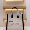 Дизайнерская большая сумка RIVE GAUCHE Льняная и кожаная сумка для покупок Соломенная сумка с надписью Дизайнерская большая сумка Женская сумка через плечо Пляжные сумки