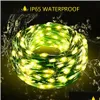 Led Strings 100M Solar String Light Green Pvc Wire Outdoor Chrismtas Fairy Copper Garland For Garden Patio Decor Drop Delivery Light Dh1Oa