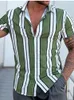 القمصان غير الرسمية للرجال قميص رجال خطوط أزياء طباعة قميص قصير الأكمام قميص الصيف الرجال بدوره تروق الأزرار قميص غير رسمي الملابس الرجال 230317