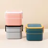 Dinnerware Sets Double Deck Portable Lunch Box With Cover Office Worker Japanese Student Fitness Meal Microwave Heating