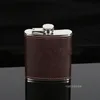 Home Drinkware Bruin PU Leer Hip Flask 5-9oz Draagbare roestvrijstalen wijnpot Outdoor Premium Wine Bottle LT309