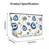 Cosmetic Bags Cute Blue And Gold Evil Eye Travel Toiletry Bag Women Hamsa Nazar Amulet Boho Makeup Organizer Beauty Storage Dopp Kit